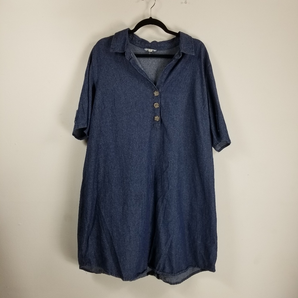 Kings Road 3/4 sleeve Jean dress 2X blue